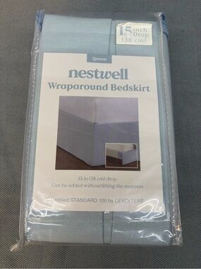 NWT nestwell wraparound bed skirt from Bed Bath & Beyond 15 inch drop LT blue